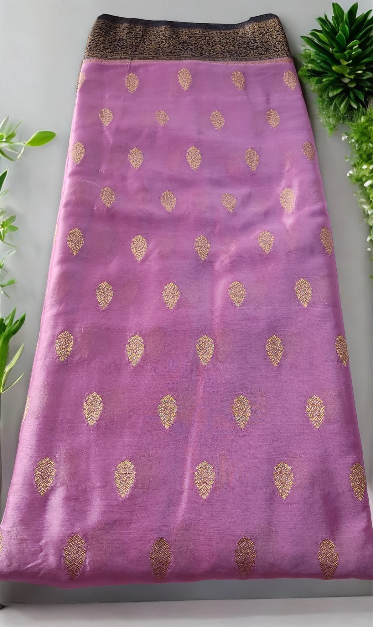 Lavender color Crepe silk saree