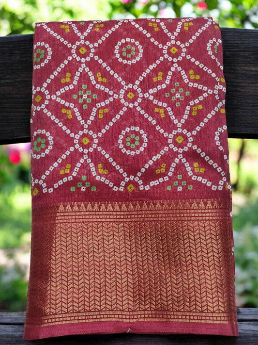 Maroon Bandini Saree