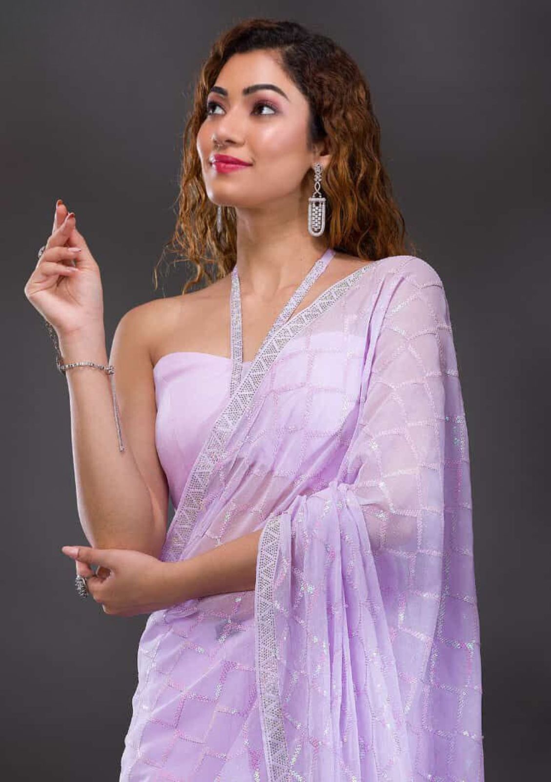 Chiffon Georgette sarees with sequins & Diamond work