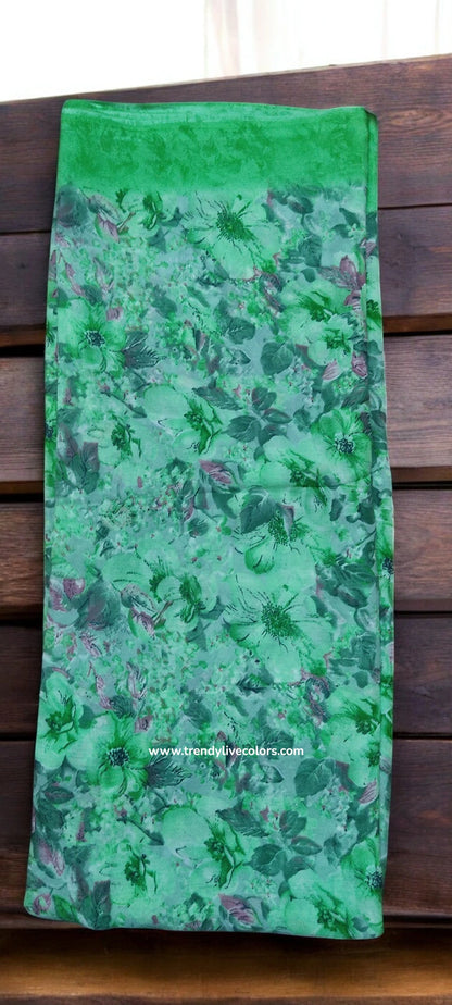 Daily Use Floral Pista Green Sarees