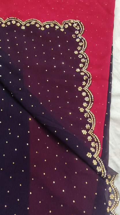 Wine Red color georgette Saree