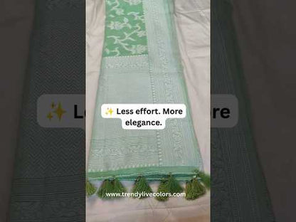 Premium Pista Green Linen Saree