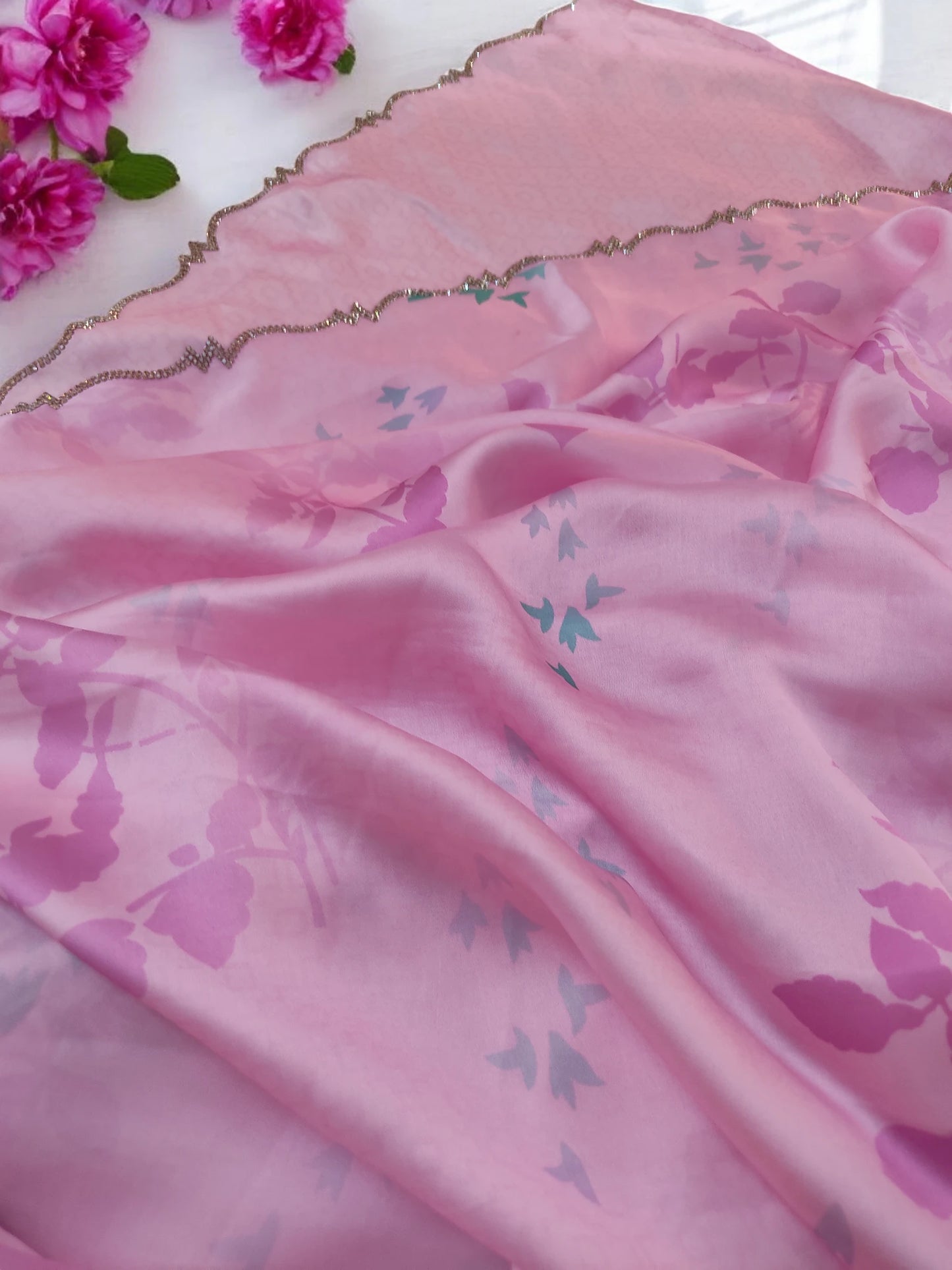 Pink Satin Silk sarees