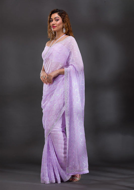 Chiffon Georgette sarees with sequins & Diamond work