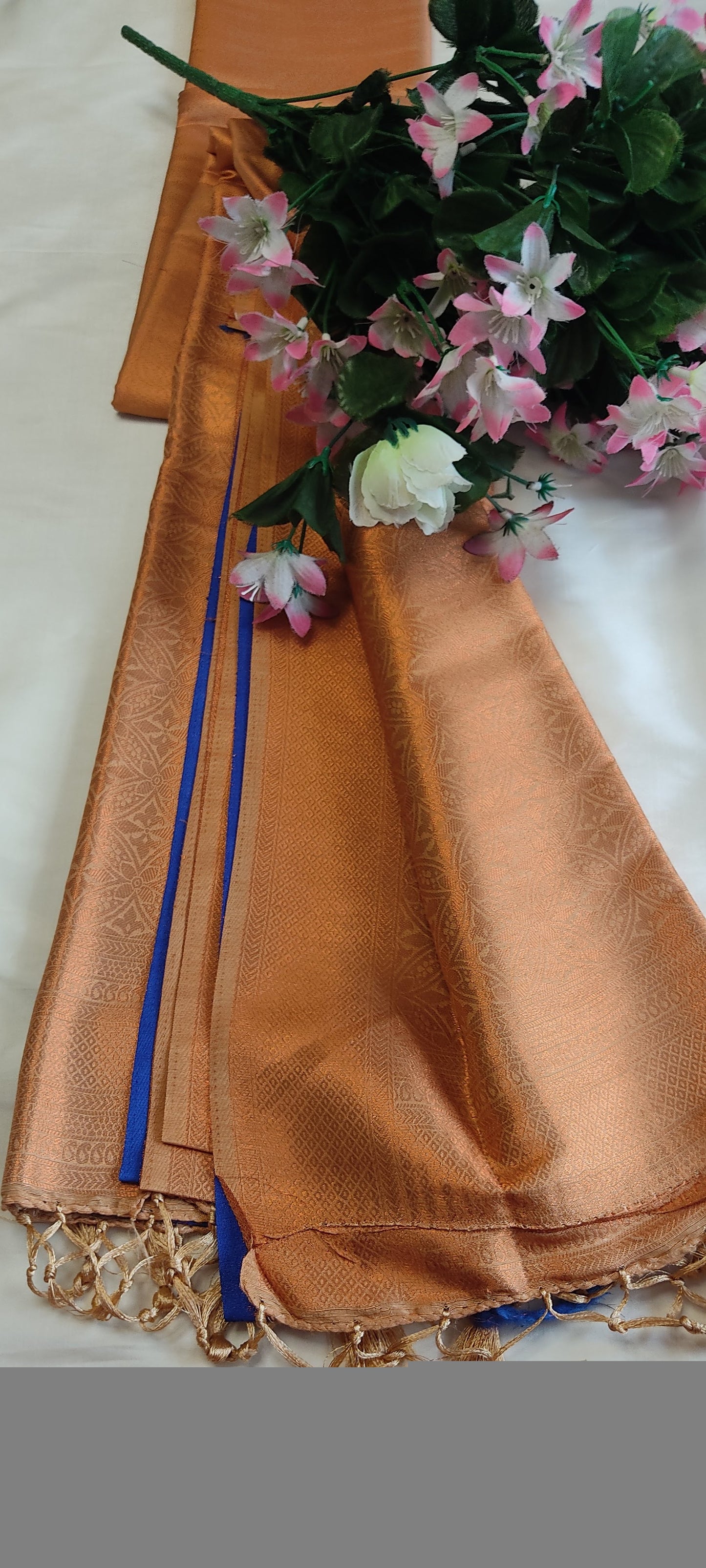 Golden Royal Blue soft silk saree