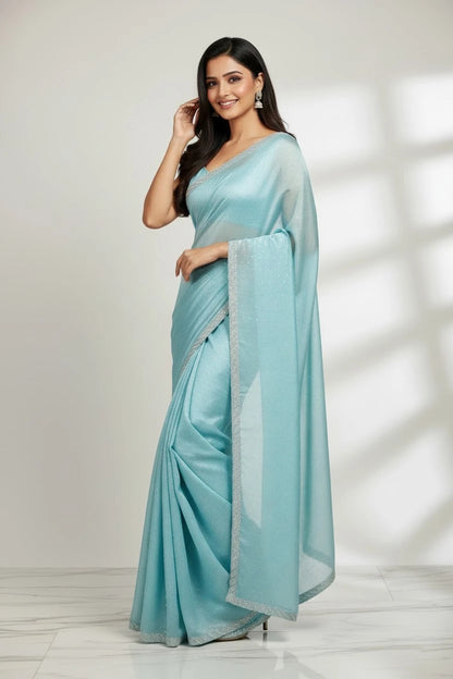 Ice Blue Organza Saree